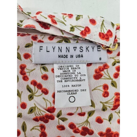 New Flynn Skye Alexis Crop Tank Top Womens S Sweet Cherry Pie Rayon Side Zip - Picture 7 of 7